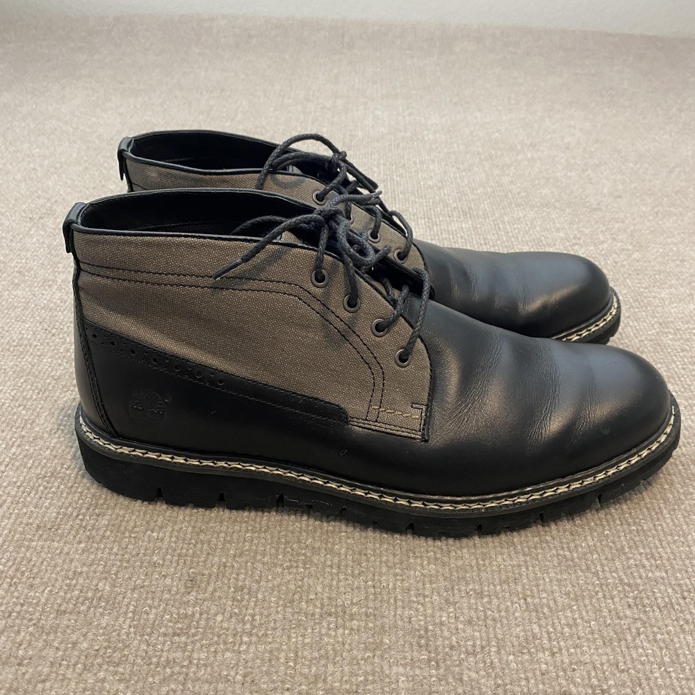 Timberland Boots Mens Size 12 Black Leather Chukka Ankle SensorFlex Casual A17EH